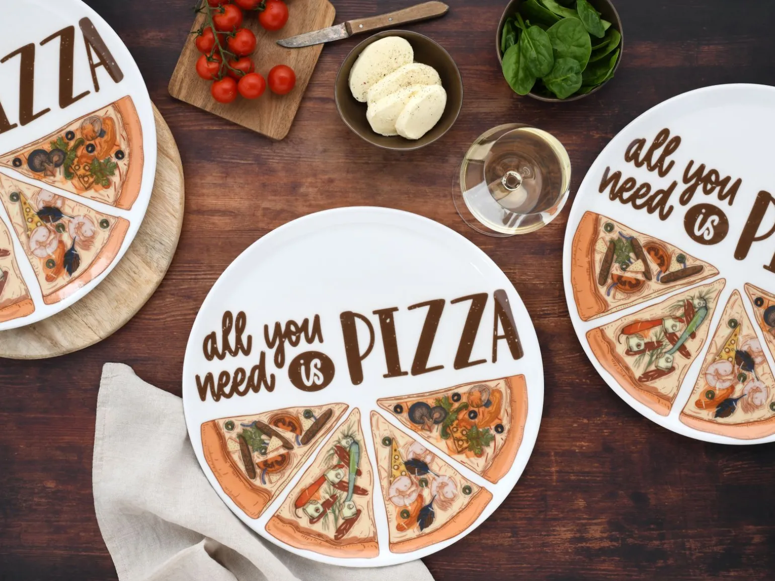Europa - Pizzateller 6-tlg - bunt