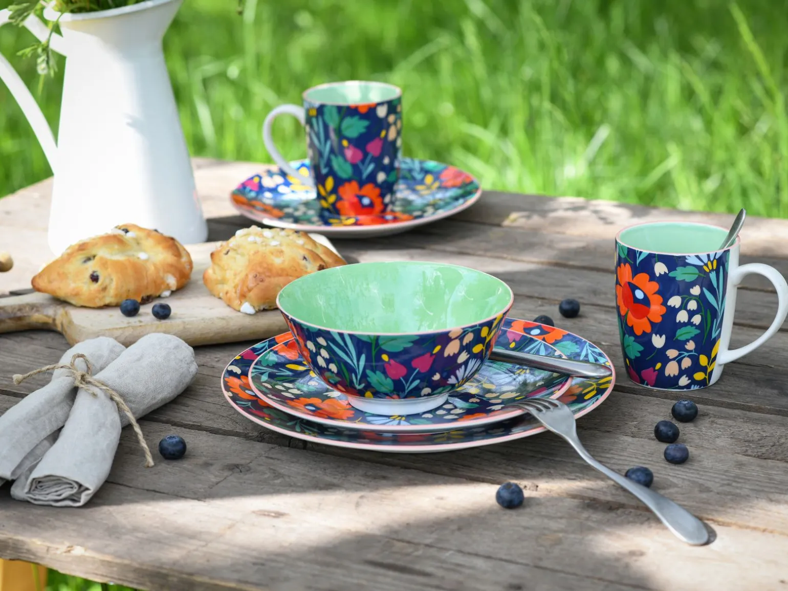 Folklore - Tellerset 12-tlg - Blau