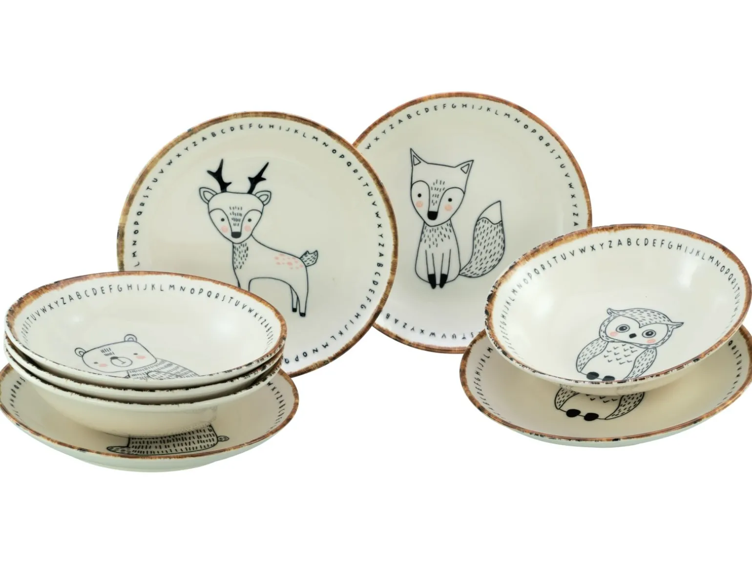 Freunde des Waldes - Tellerset 8-tlg - Bunt