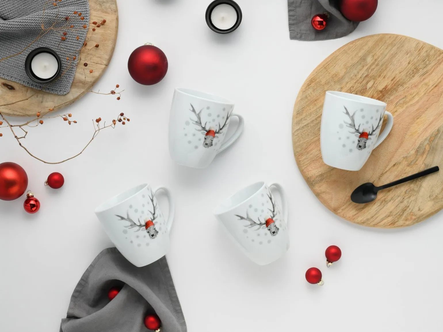 Hirsch - Kaffeebecher 6-tlg - Weiss