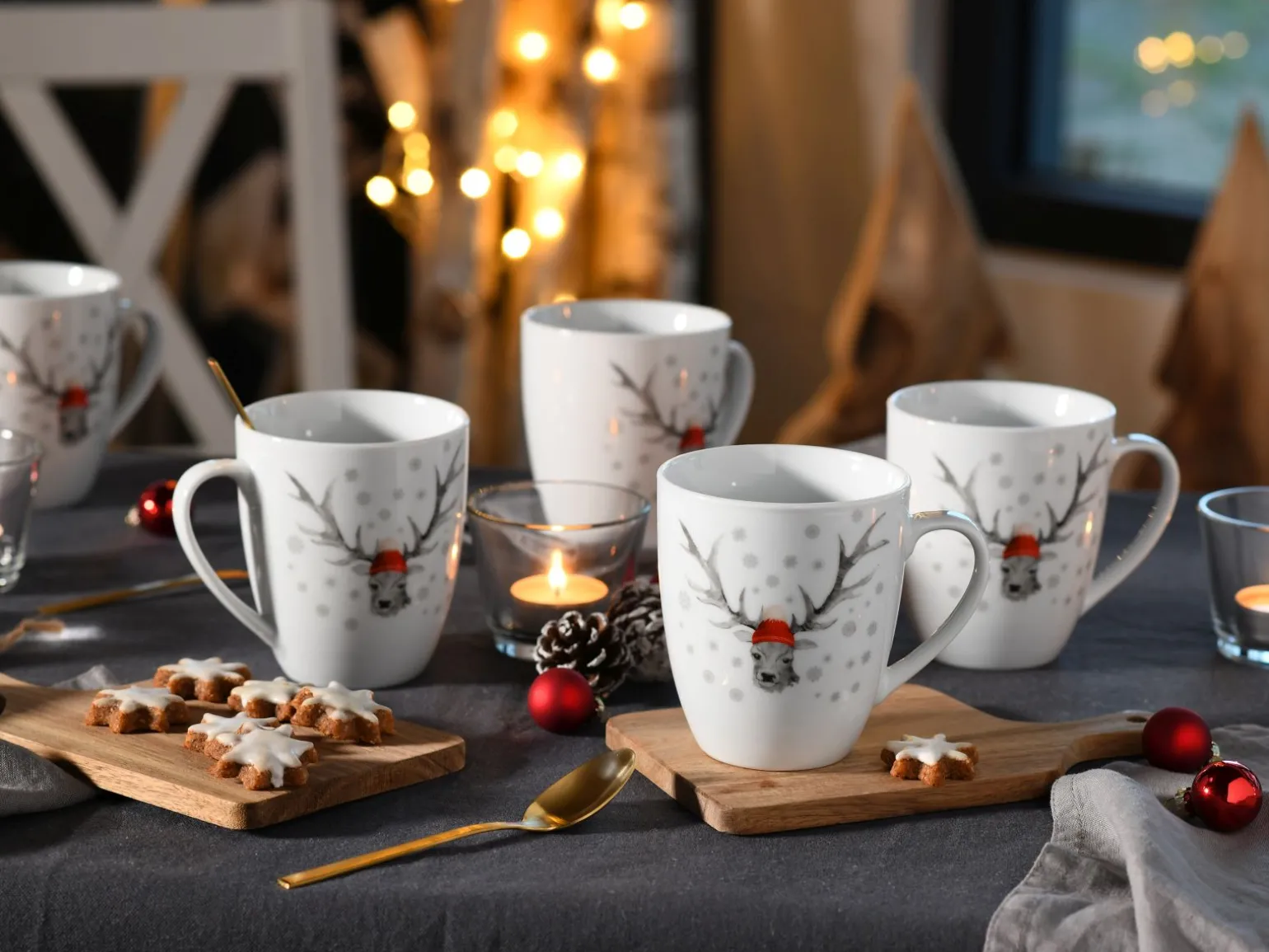 Hirsch - Kaffeebecher 6-tlg - Weiss