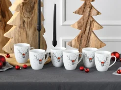 Hirsch - Kaffeebecher 6-tlg - Weiss