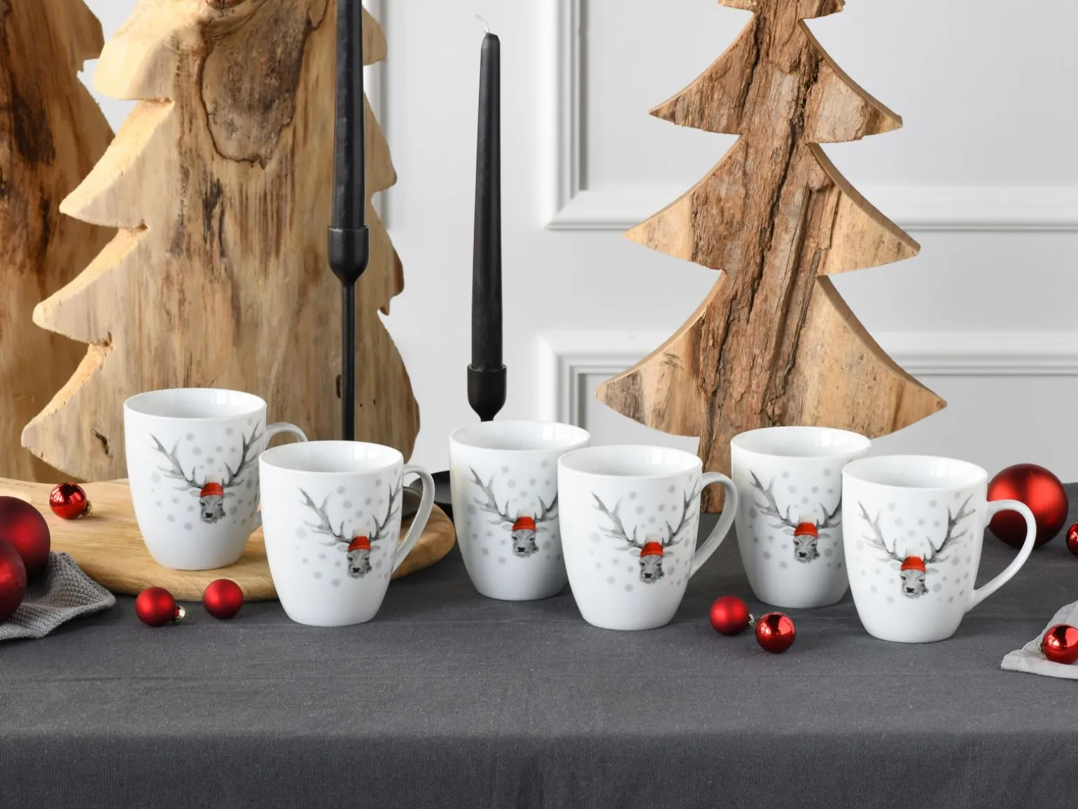 Hirsch - Kaffeebecher 6-tlg - Weiss