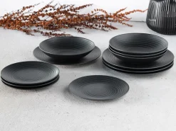 Lava Stone - Tellerset 12-tlg, Lava Stone - Tafelservice 12-tlg - Schwarz