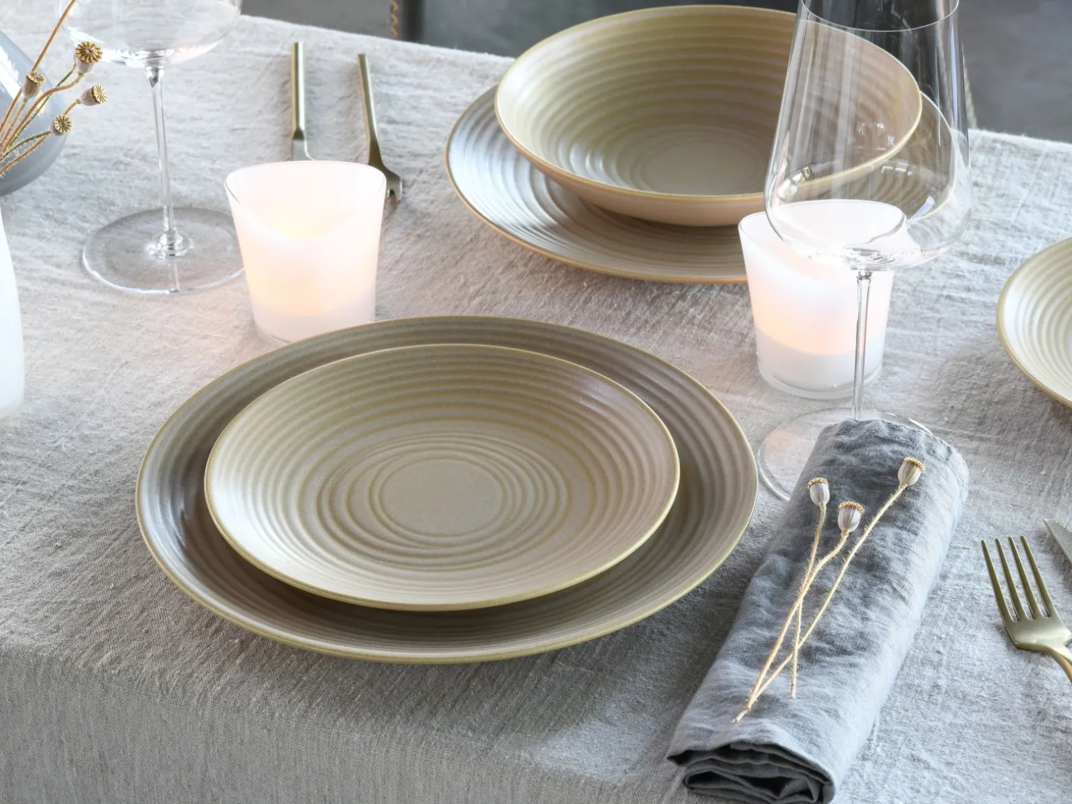 Lava Stone - Tellerset 12-tlg, Lava Stone - Tafelservice 12-tlg - Schwarz