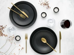 Lava Stone - Tellerset 12-tlg, Lava Stone - Tafelservice 12-tlg - Schwarz