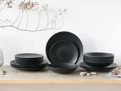 Lava Stone - Tellerset 18-tlg - Schwarz