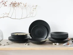 Lava Stone - Tellerset 18-tlg - Schwarz