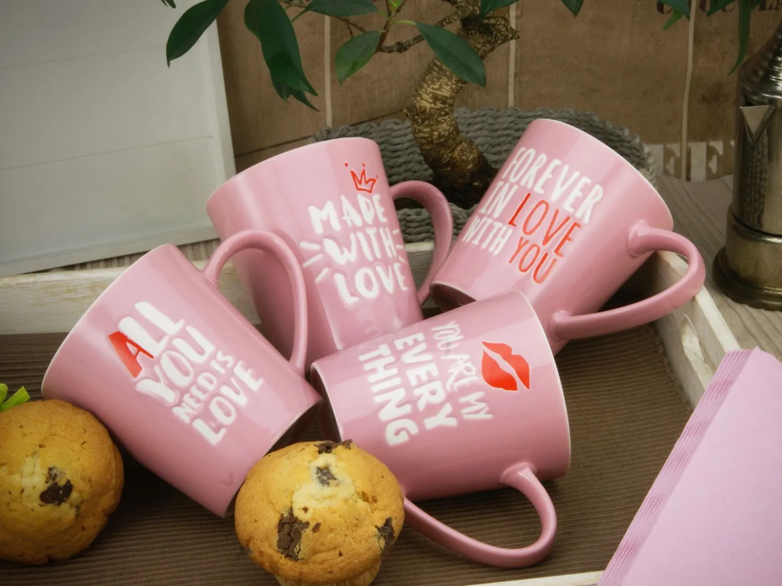 Love Collection - Kaffeebecher 4-tlg - rosa