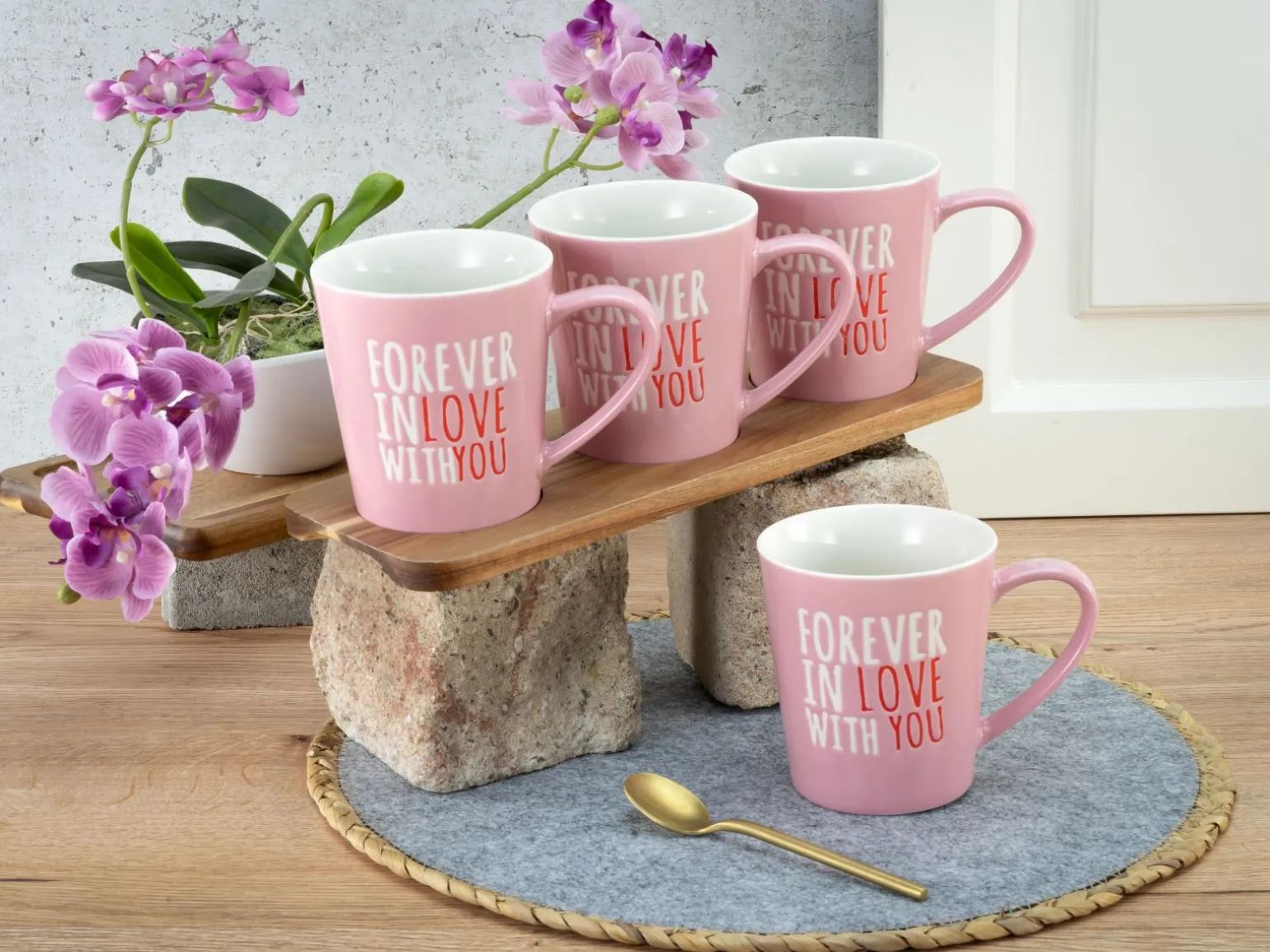 Love Collection - Kaffeebecher 4-tlg - rosa