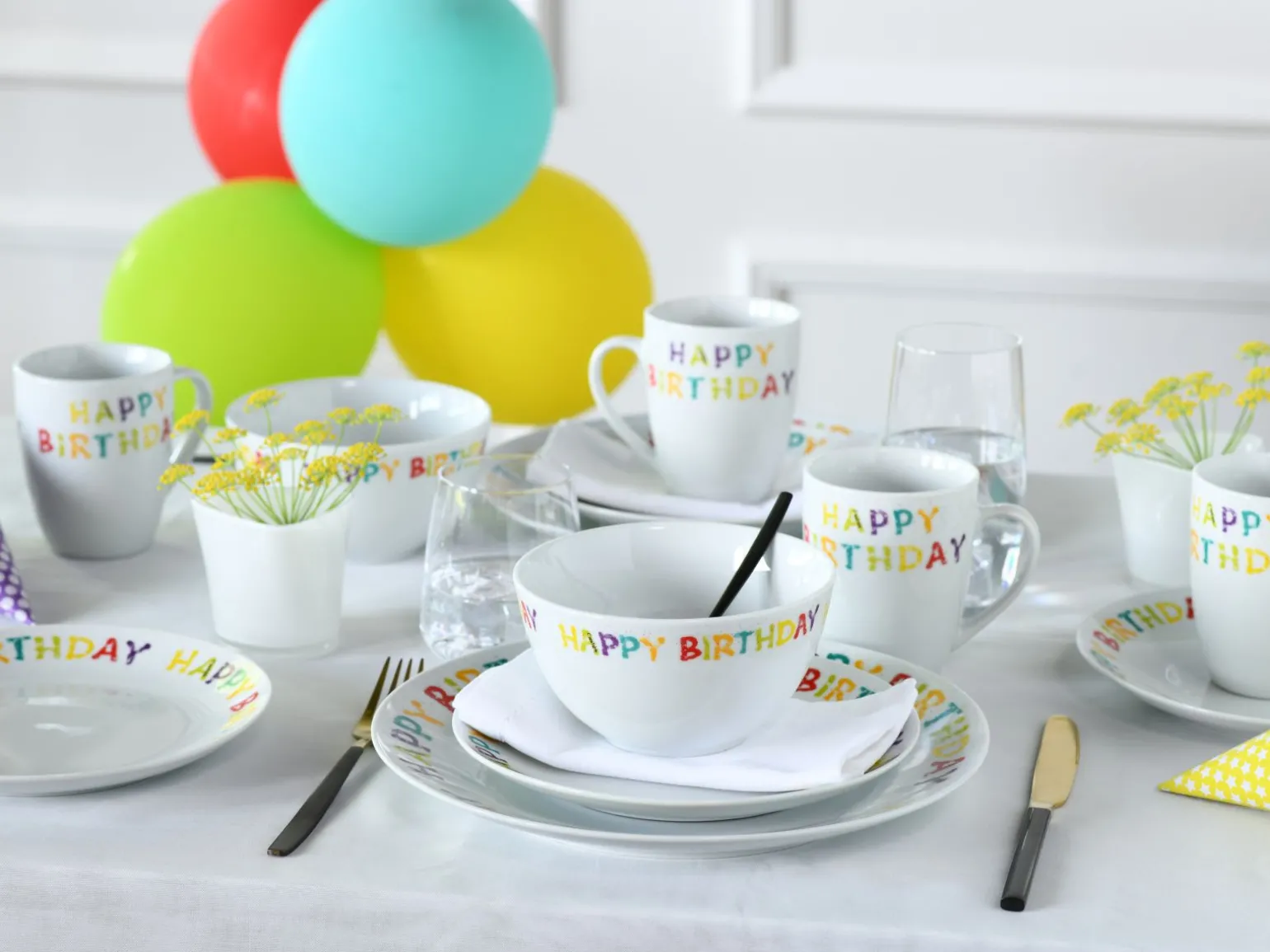 Luna Black Line - Kombiservice 16-tlg, Luna - Kombiservice 16-tlg, Happy Birthday - Kombiservice 16-tlg - Happy Birthday