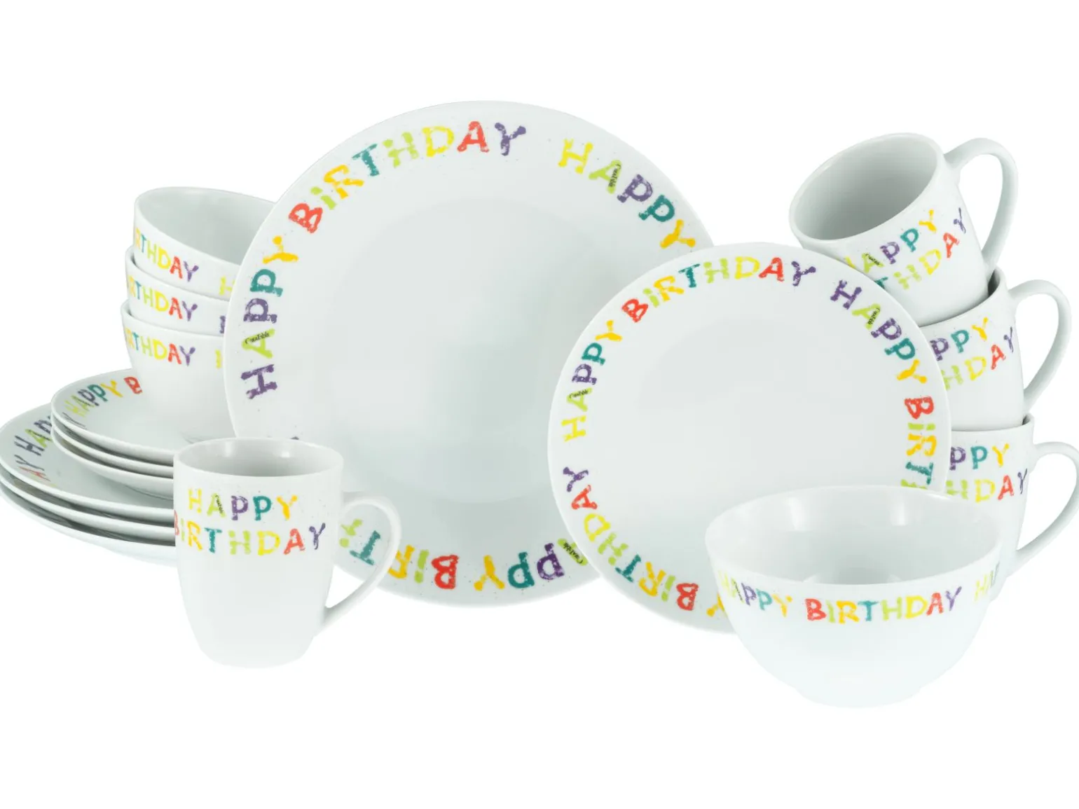 Luna Black Line - Kombiservice 16-tlg, Luna - Kombiservice 16-tlg, Happy Birthday - Kombiservice 16-tlg - Happy Birthday