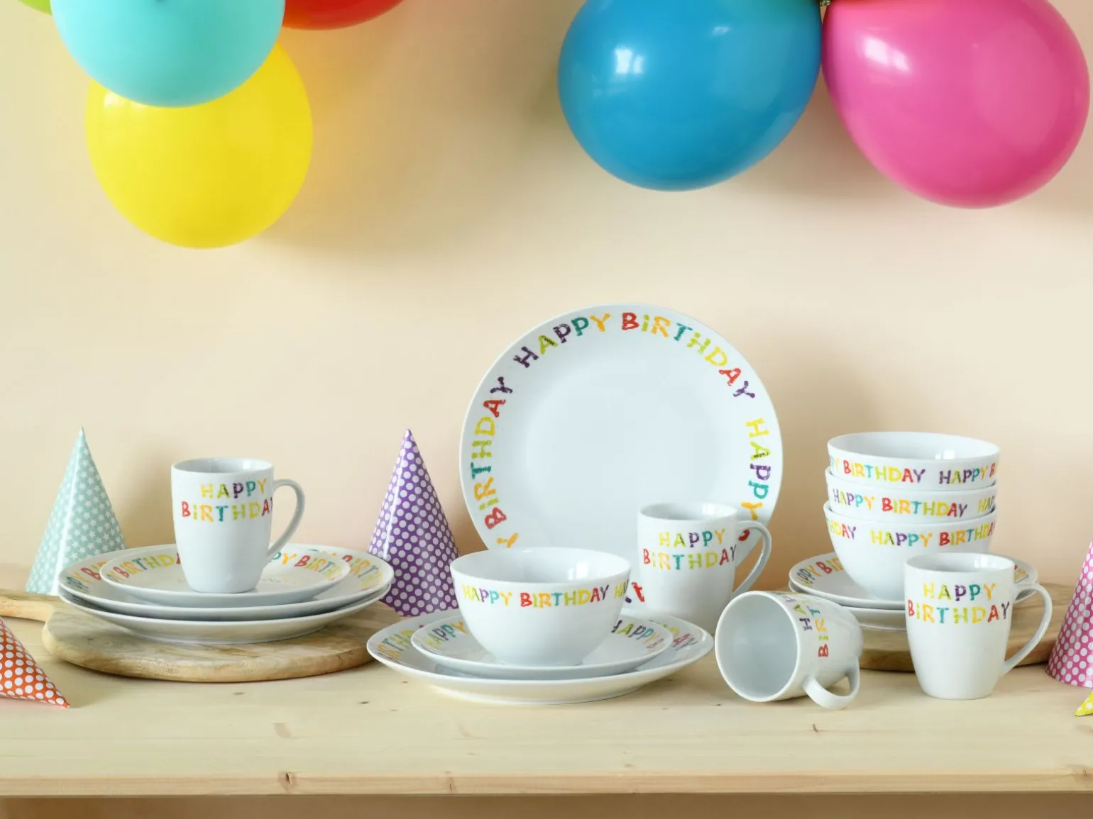 Luna Black Line - Kombiservice 16-tlg, Luna - Kombiservice 16-tlg, Happy Birthday - Kombiservice 16-tlg - Happy Birthday