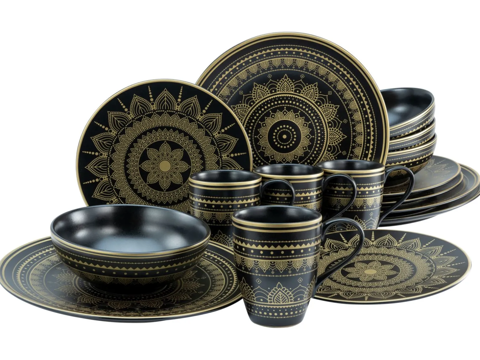 Mandala - Kombiservice 16-tlg - Gold-Schwarz