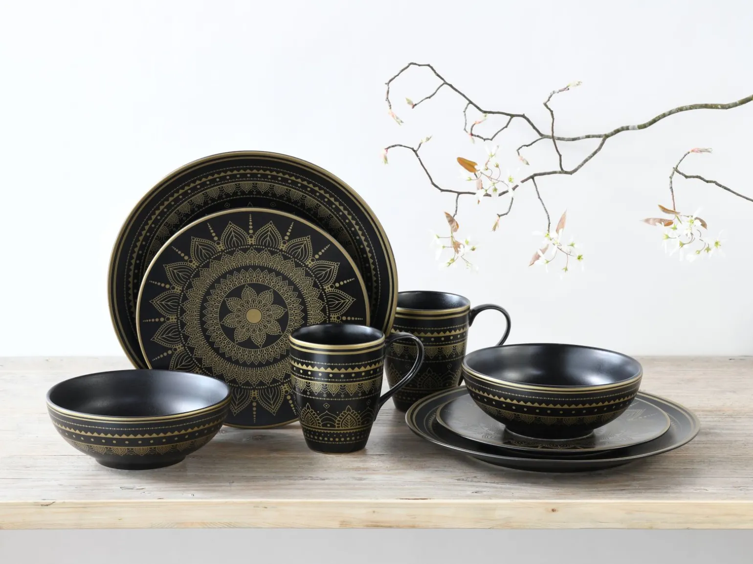 Mandala - Kombiservice 8-tlg - Gold-Schwarz