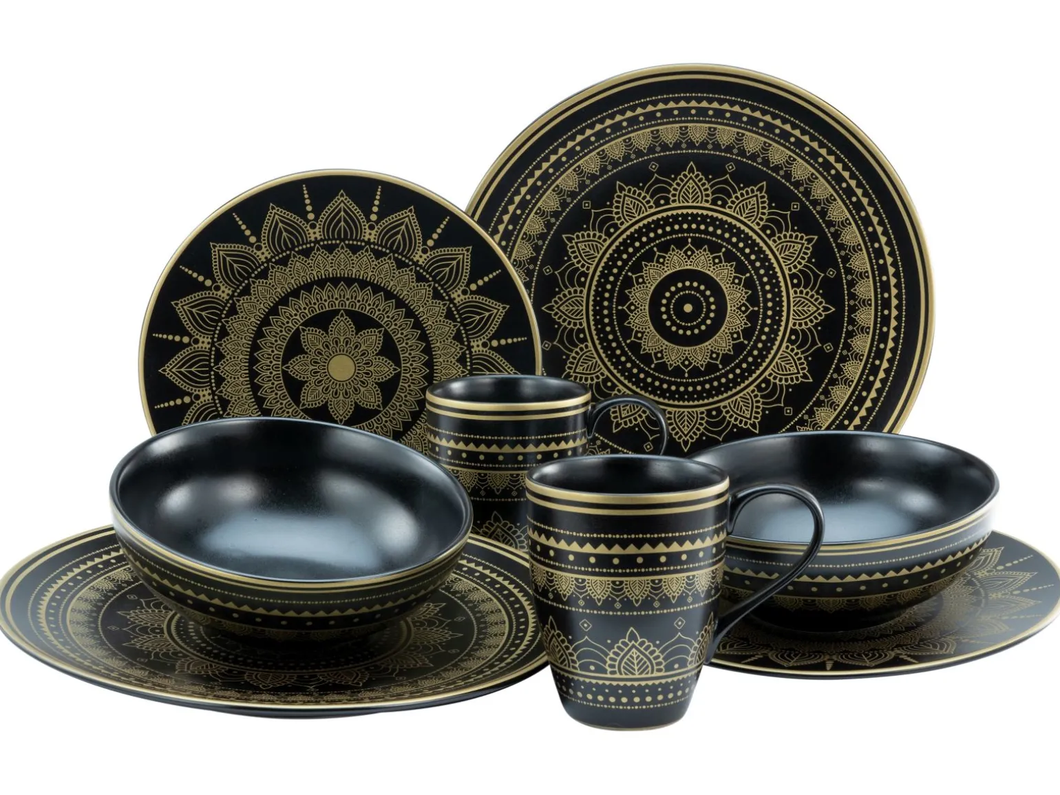 Mandala - Kombiservice 8-tlg - Gold-Schwarz