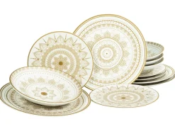 Mandala - Tellerset 12-tlg - Gold-Schwarz