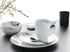 Marmor - Kombiservice 16-tlg - Schwarz-Weiss