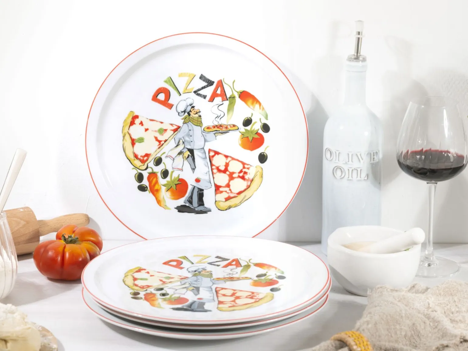 Milano - Pizzateller 4-tlg - Pizzabäcker