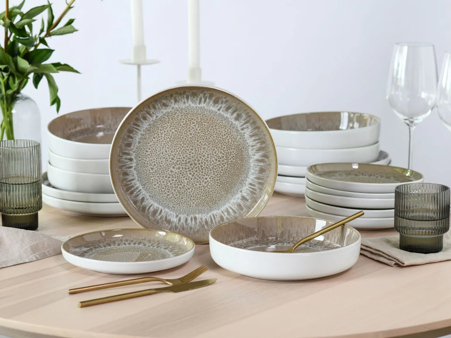 Nordic Fjord - Tellerset 18-tlg - beige