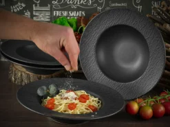 Schiefer - Pastateller 4-tlg - Schwarz