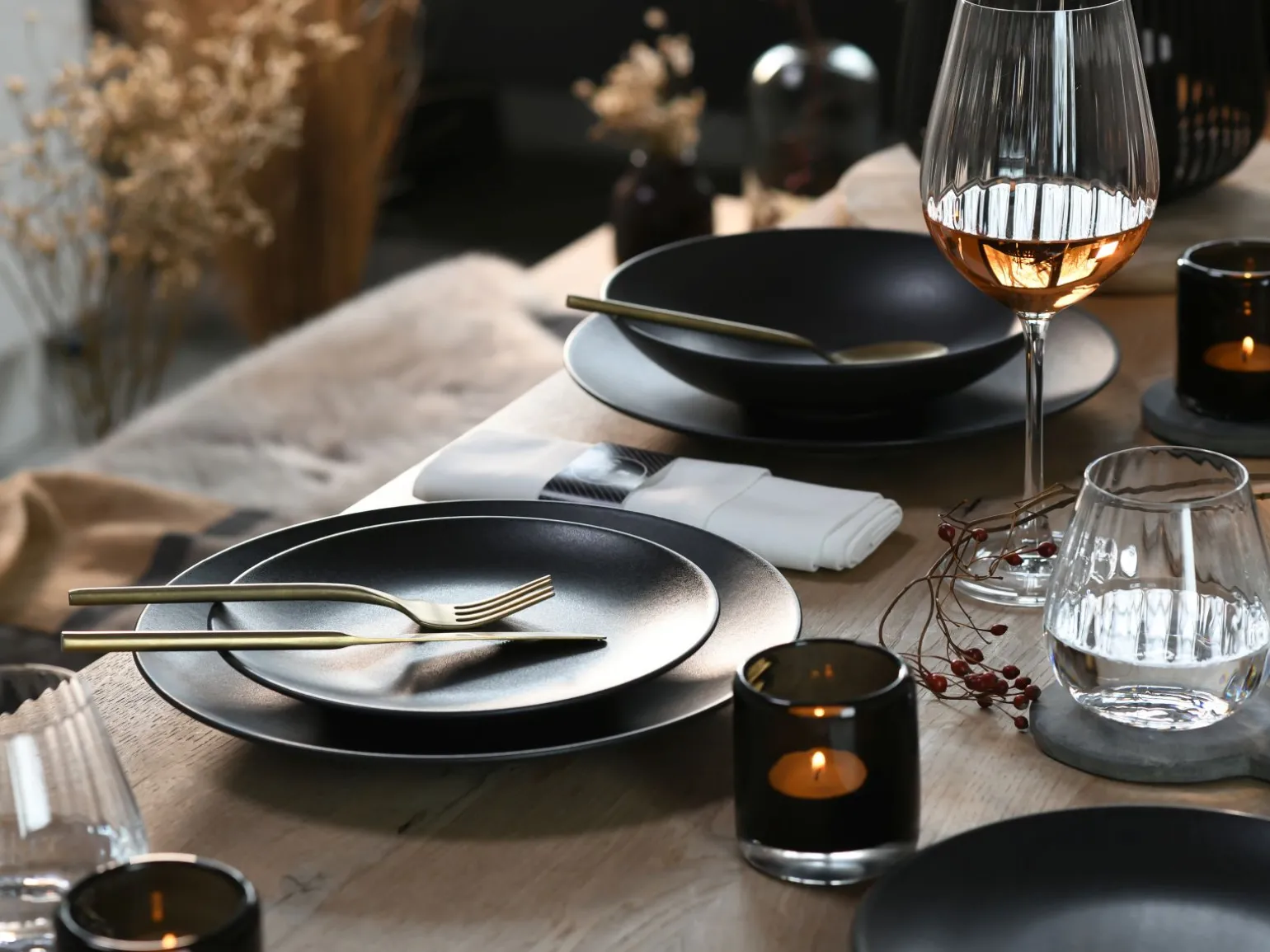 Soft Touch - Tellerset 12-tlg, Soft Touch - Tafelservice 12-tlg - Schwarz