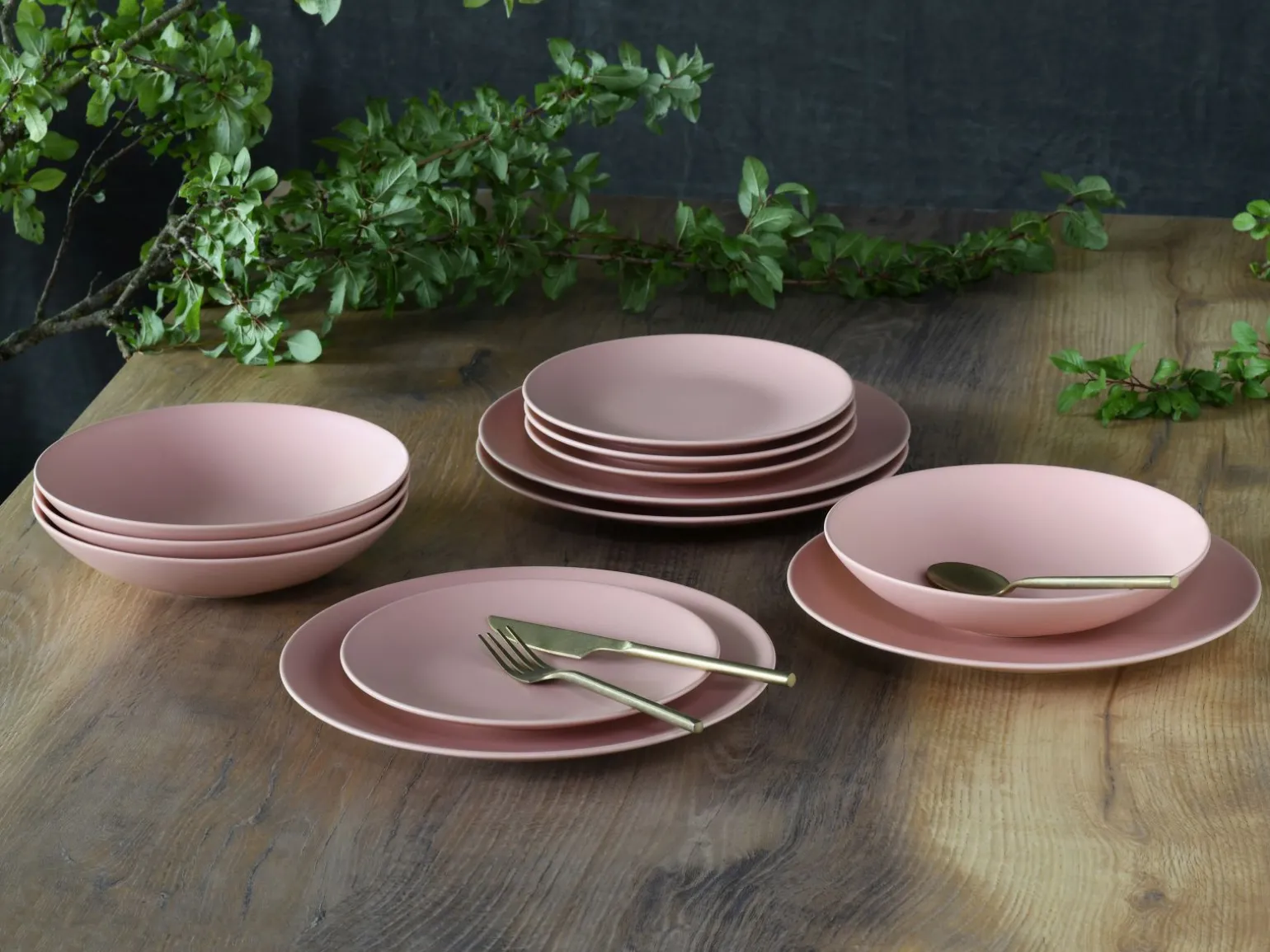 Soft Touch - Tellerset 12-tlg, Soft Touch - Tafelservice 12-tlg - Schwarz
