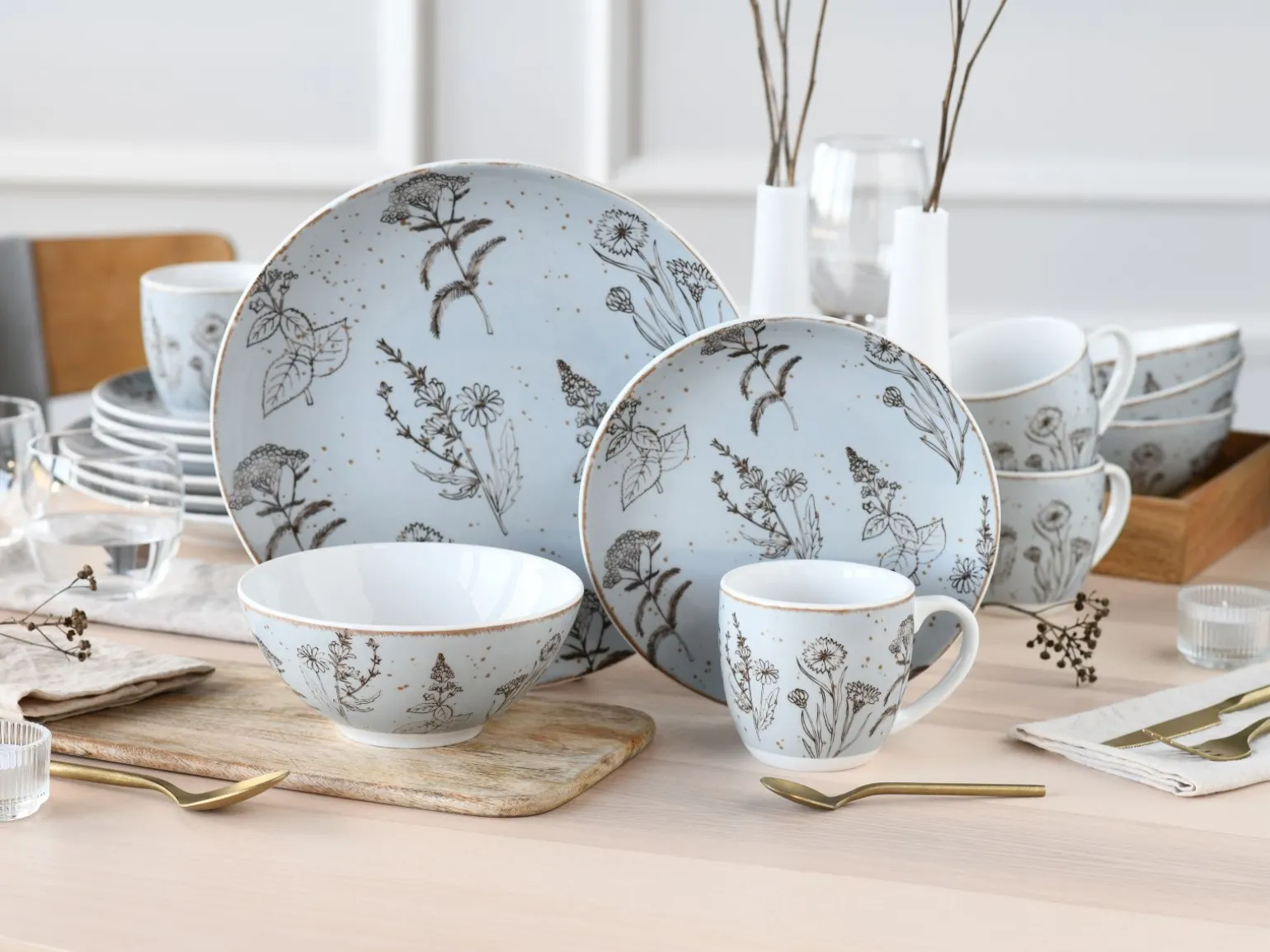 Vintage Flowers - Kombiservce 16-tlg - Stein