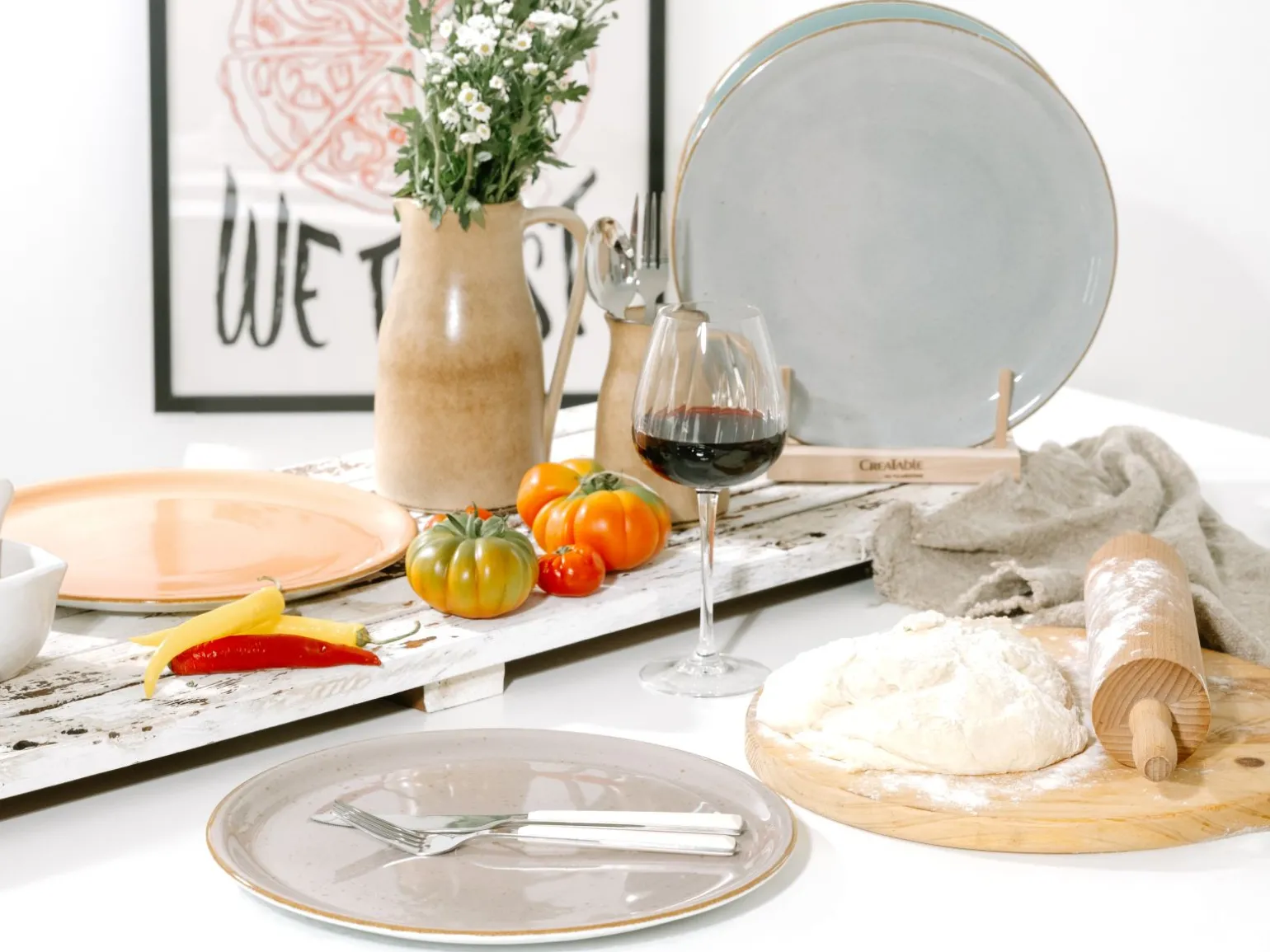Vintage Nature - Pizzateller 4-tlg - Weiss