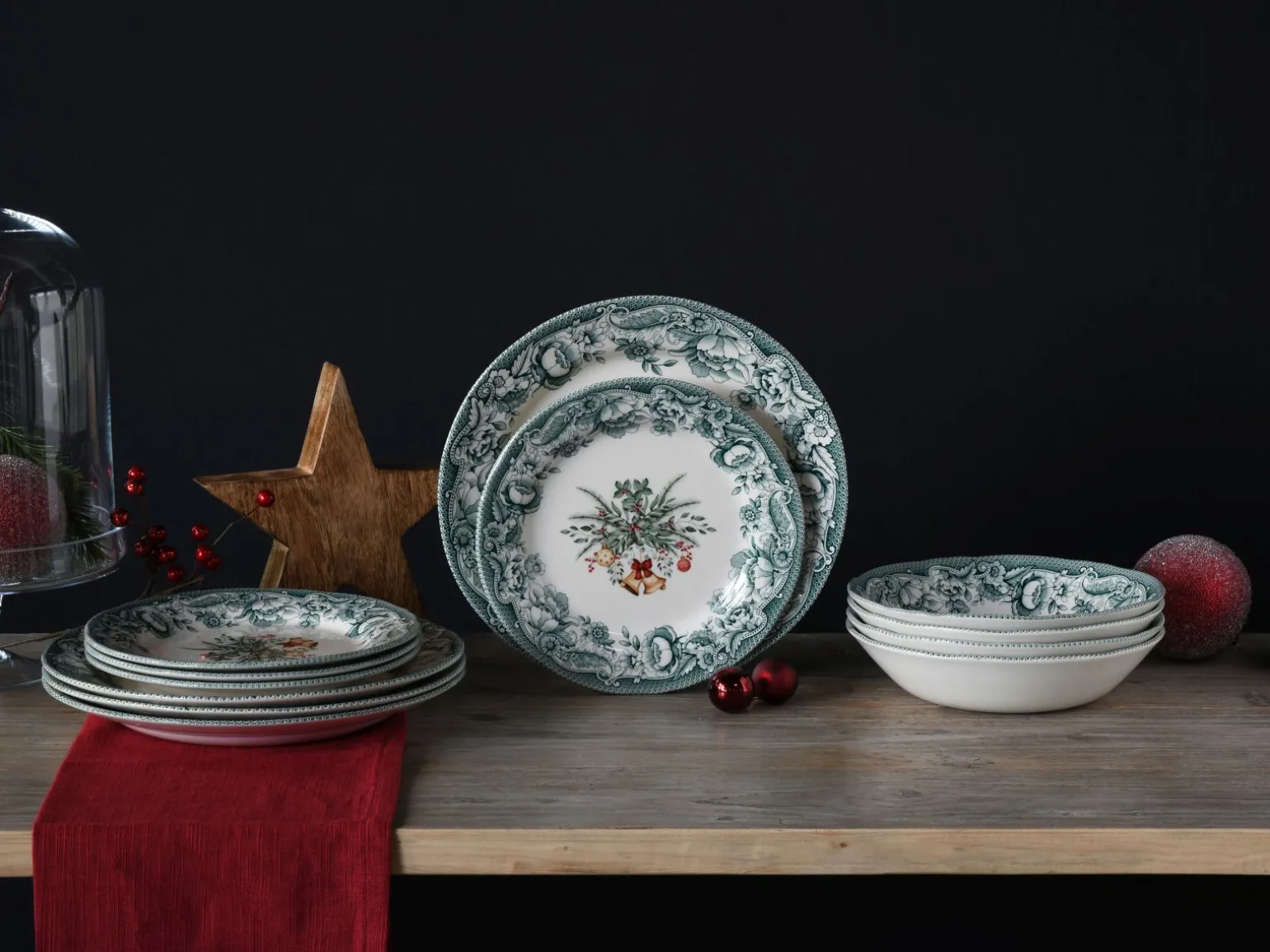 Weihnachten - Tellerset 12-tlg - Grün