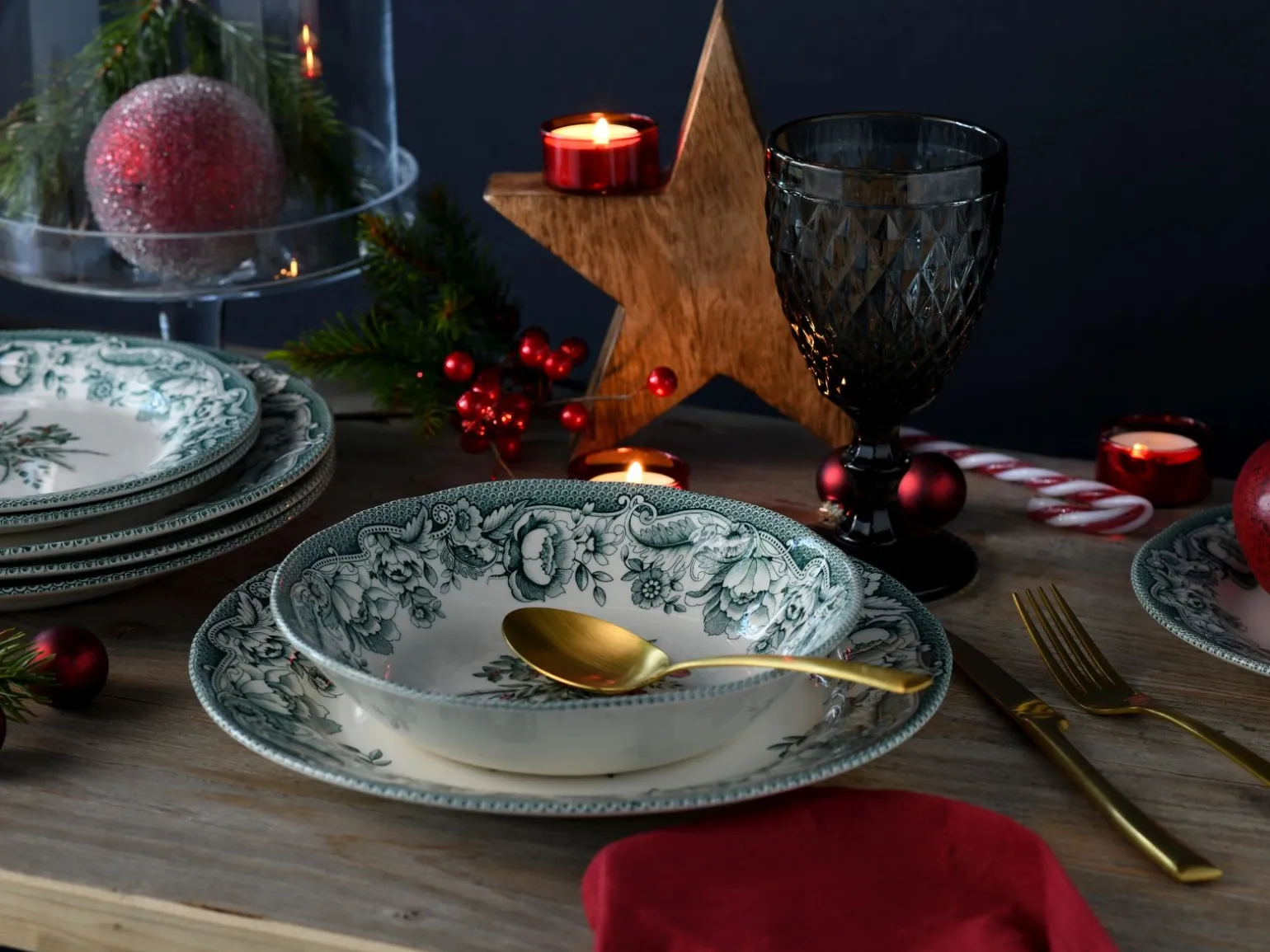 Weihnachten - Tellerset 12-tlg - Grün