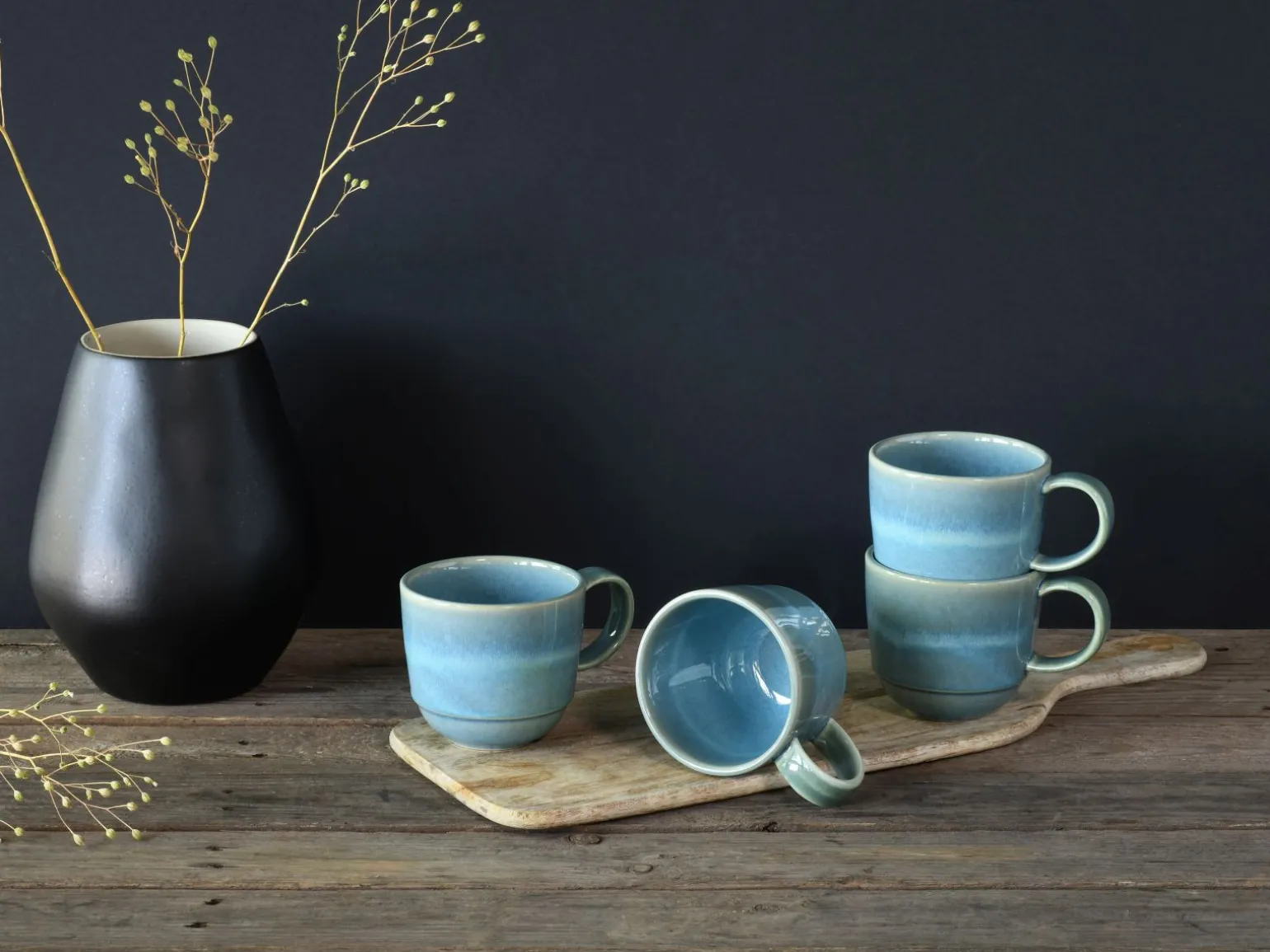 Yuki - Kaffeebecher 4-tlg - Grün-blau