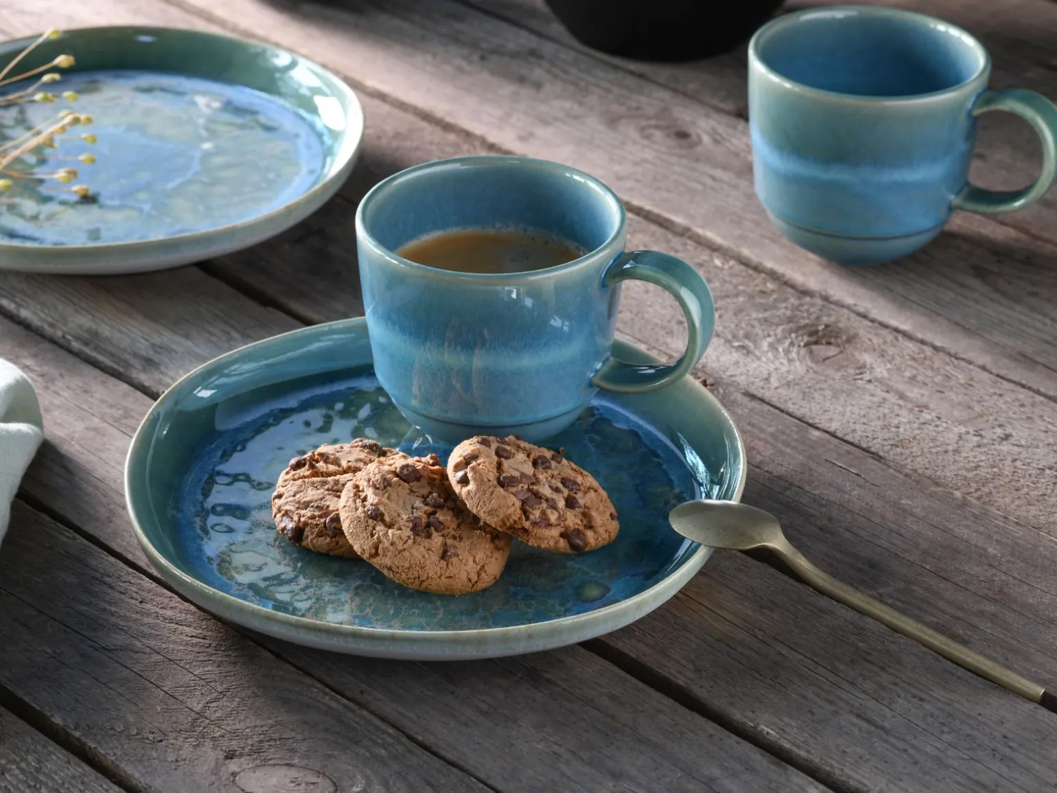 Yuki - Kaffeebecher 4-tlg - Grün-blau
