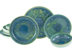 Yuki - Tellerset 8-tlg - Grün-blau